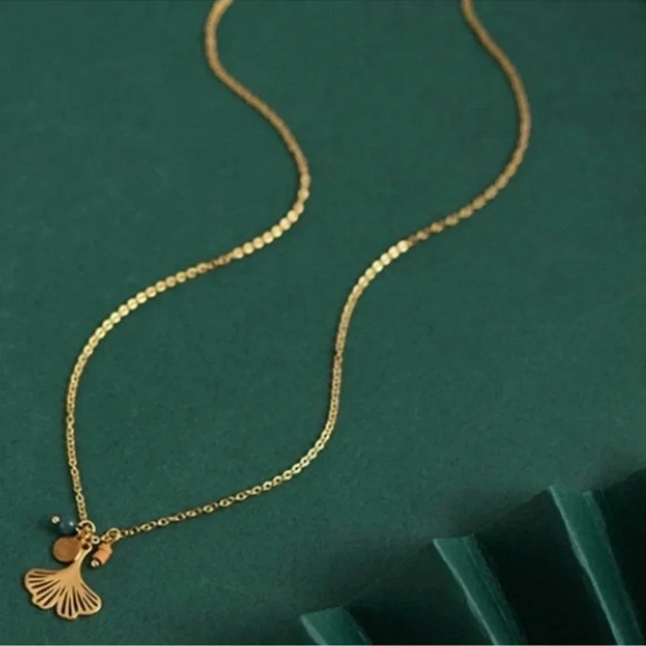 2 LEFT! Gold Leaf Necklace Charm Boho Minimalist - Picture 8 of 10